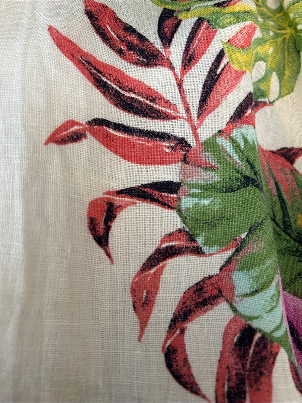 Long all linen Hawaiian floral print swim coverup or dress, medium Lungo L’Arno - Picture 4 of 6
